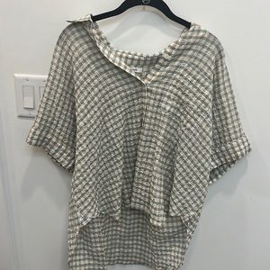 Madewell blue,beige and cream button up shirt